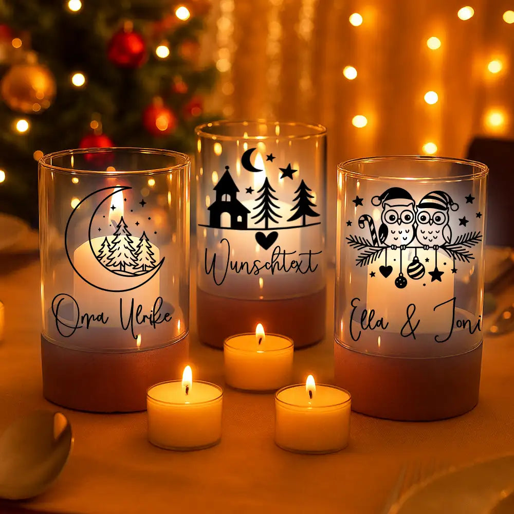 Personalisiertes Windlicht "Frohe Weinachten"