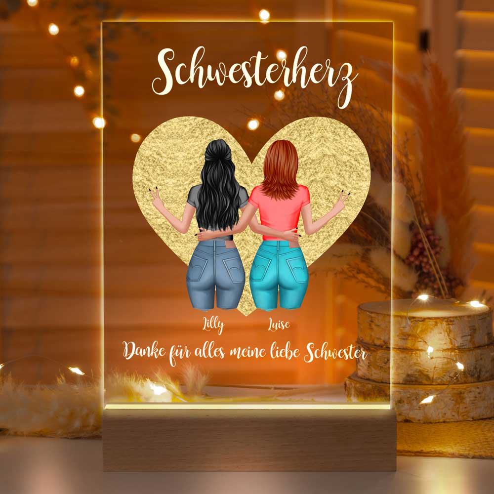 Personalisierte LED-Lampe aus Acrylglas "Mädchen Mädchen"