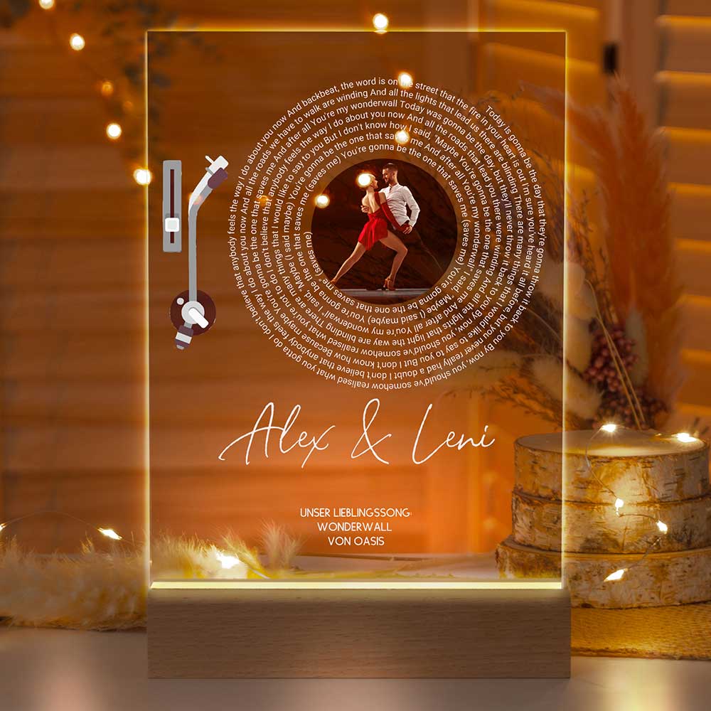 Personalisierte LED-Lampe aus Acrylglas "Unser Song"