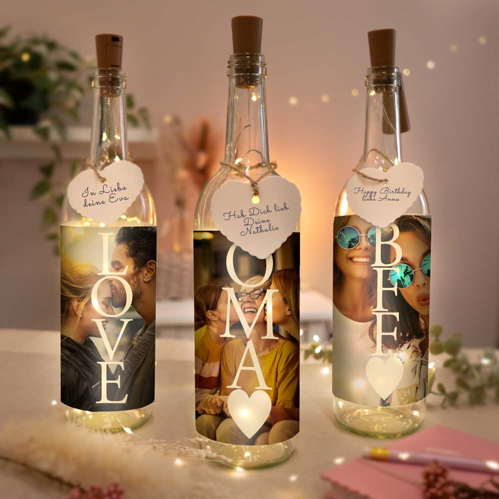 Personalisierte Lichterflasche "Dein Foto #1"