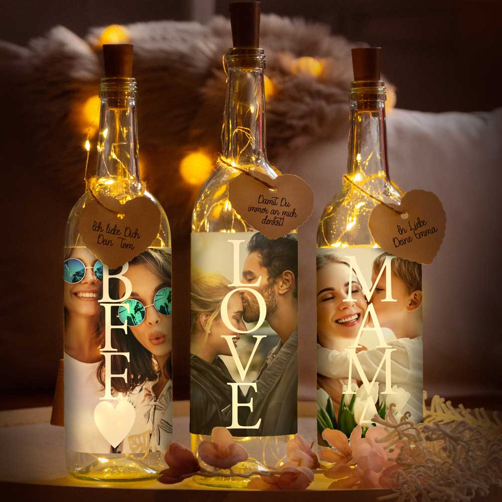 Personalisierte Lichterflasche "Dein Foto #1"