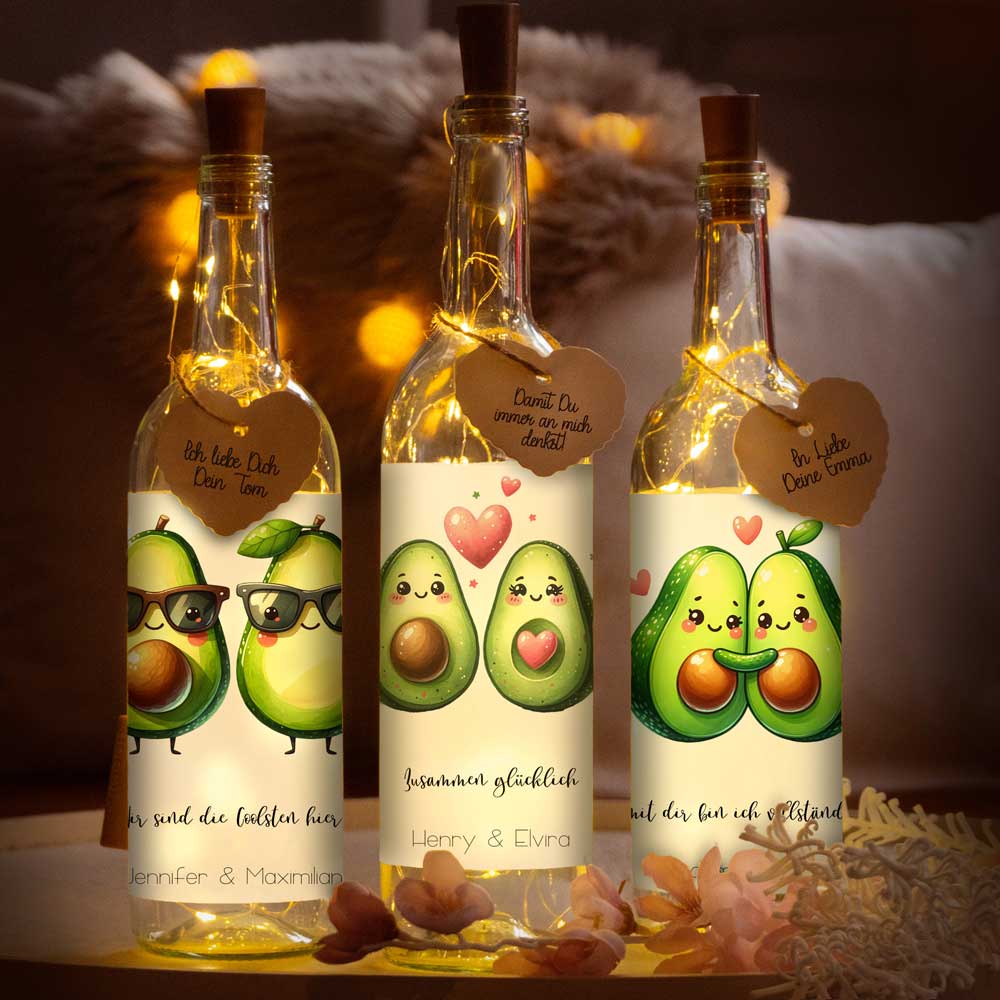 Personalisierte Lichterflasche "Avocado"