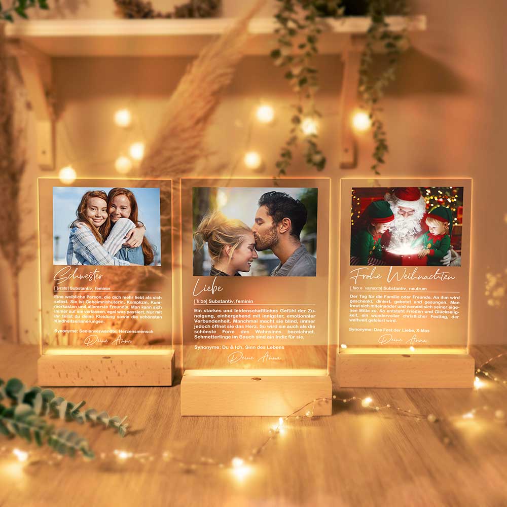 Personalisierte LED-Lampe aus Acrylglas "Definition"
