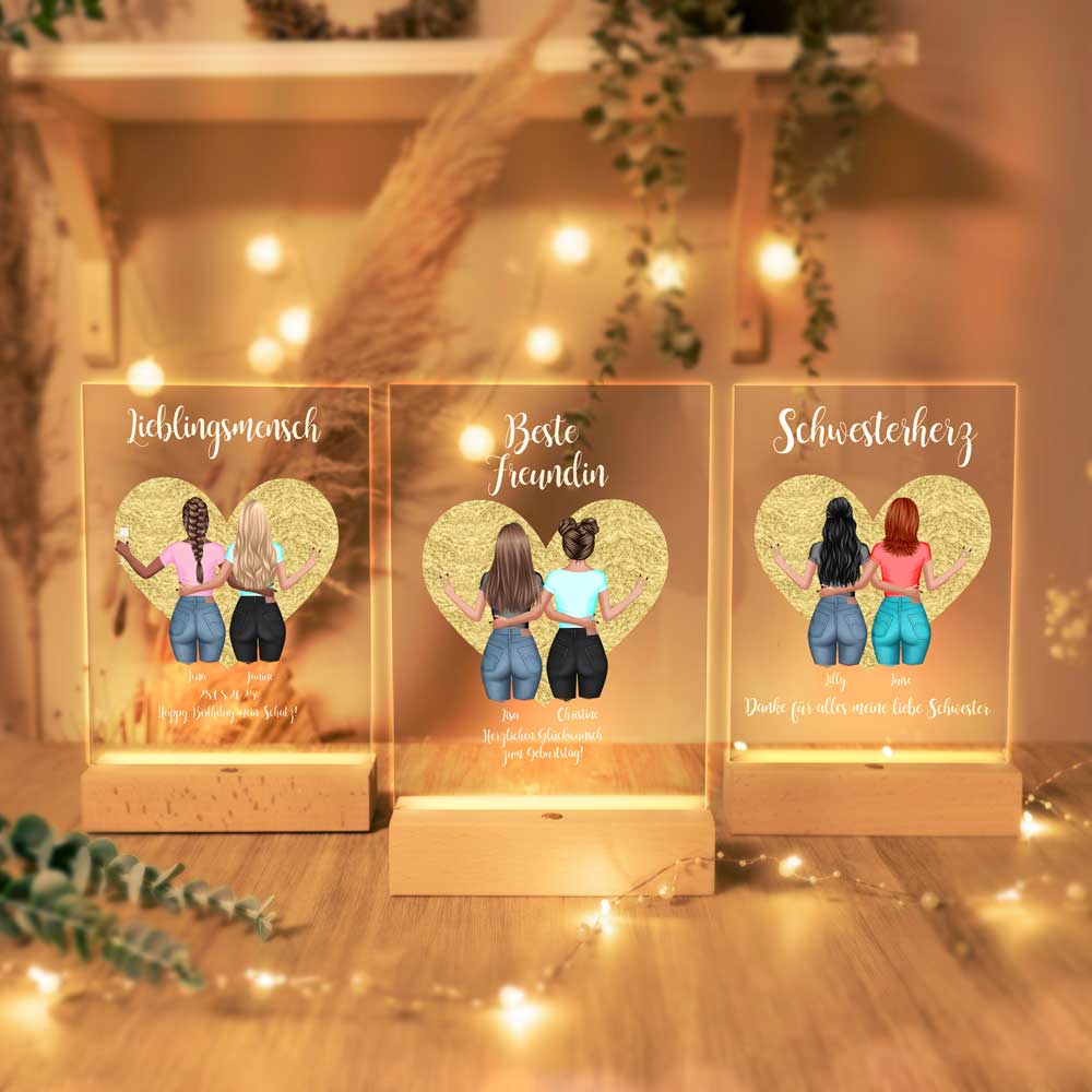 Personalisierte LED-Lampe aus Acrylglas "Mädchen Mädchen"
