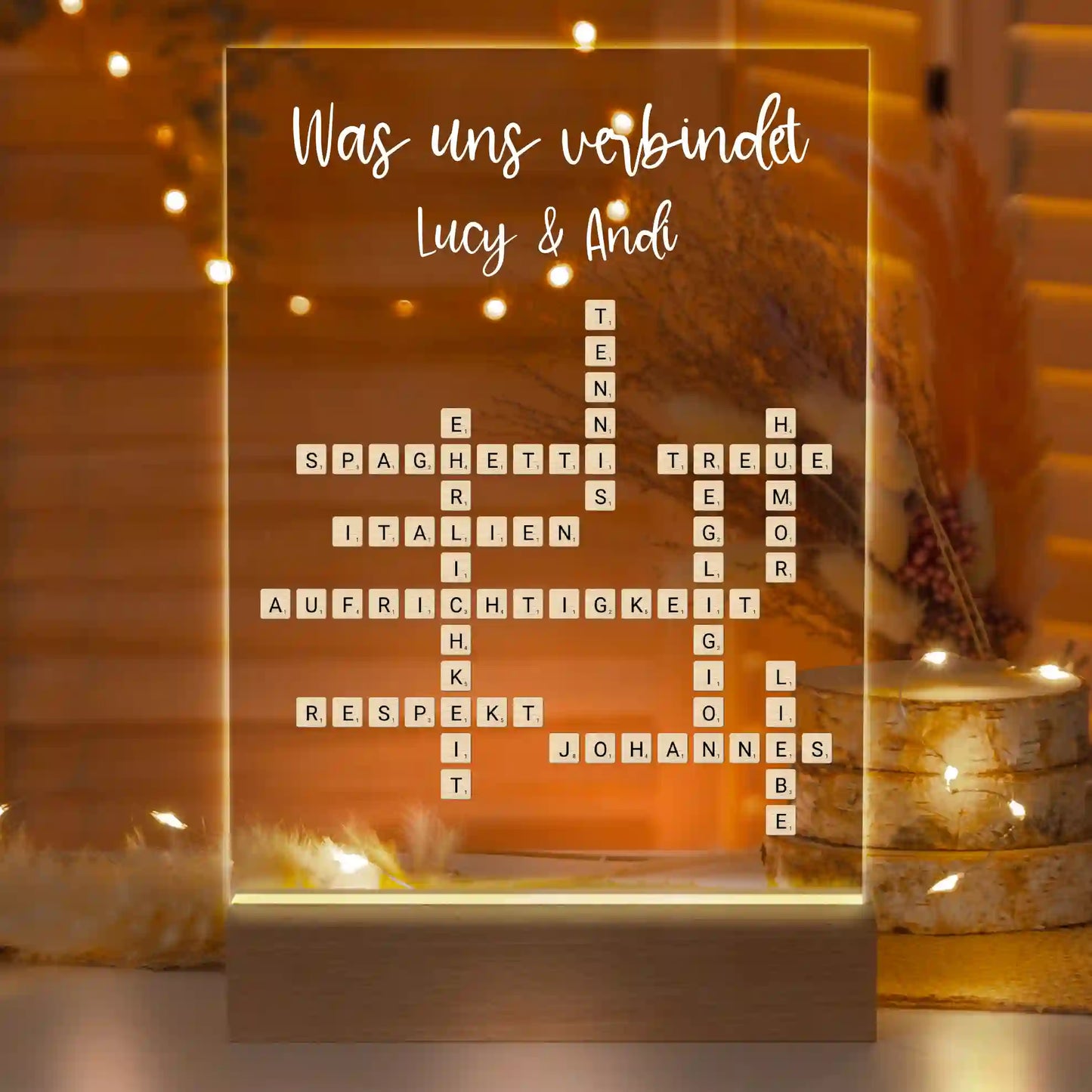 Personalisierte LED-Lampe aus Acrylglas "Scrabble"