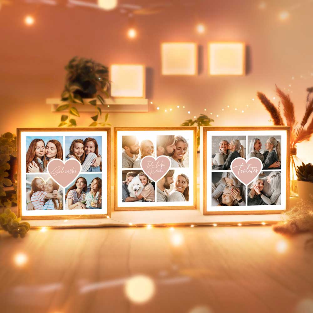Beleuchteter Bilderrahmen inkl. personalisiertem Bild "Fotocollage #2"