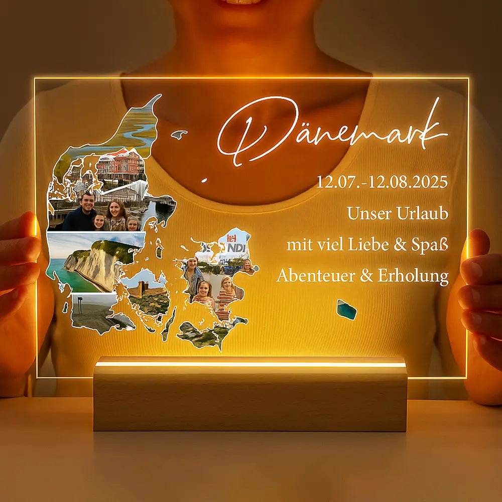 Personalisierte LED-Lampe aus Acrylglas "Unser Urlaub #1"
