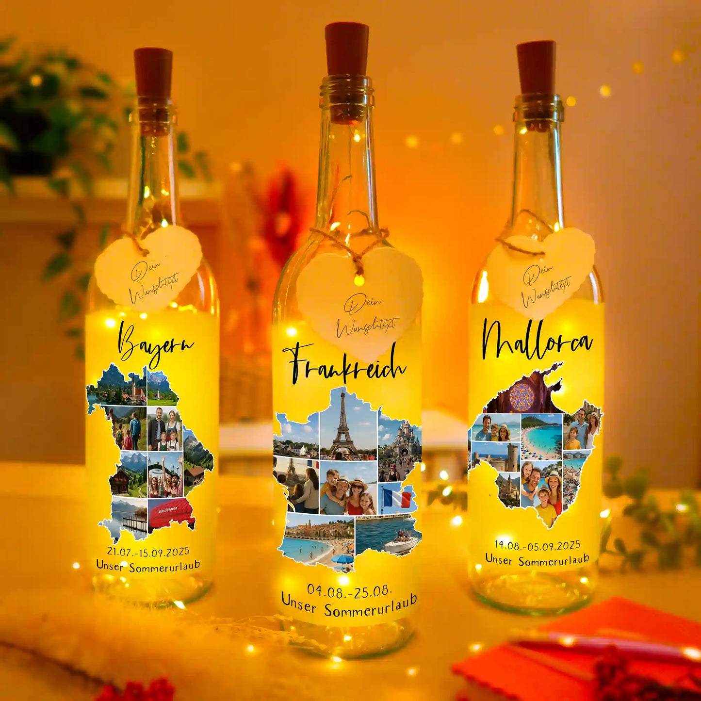 Personalisierte Lichterflasche "Unser Urlaub #1"