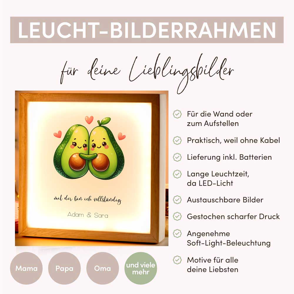 Beleuchteter Bilderrahmen inkl. personalisiertem Bild "Avocado"