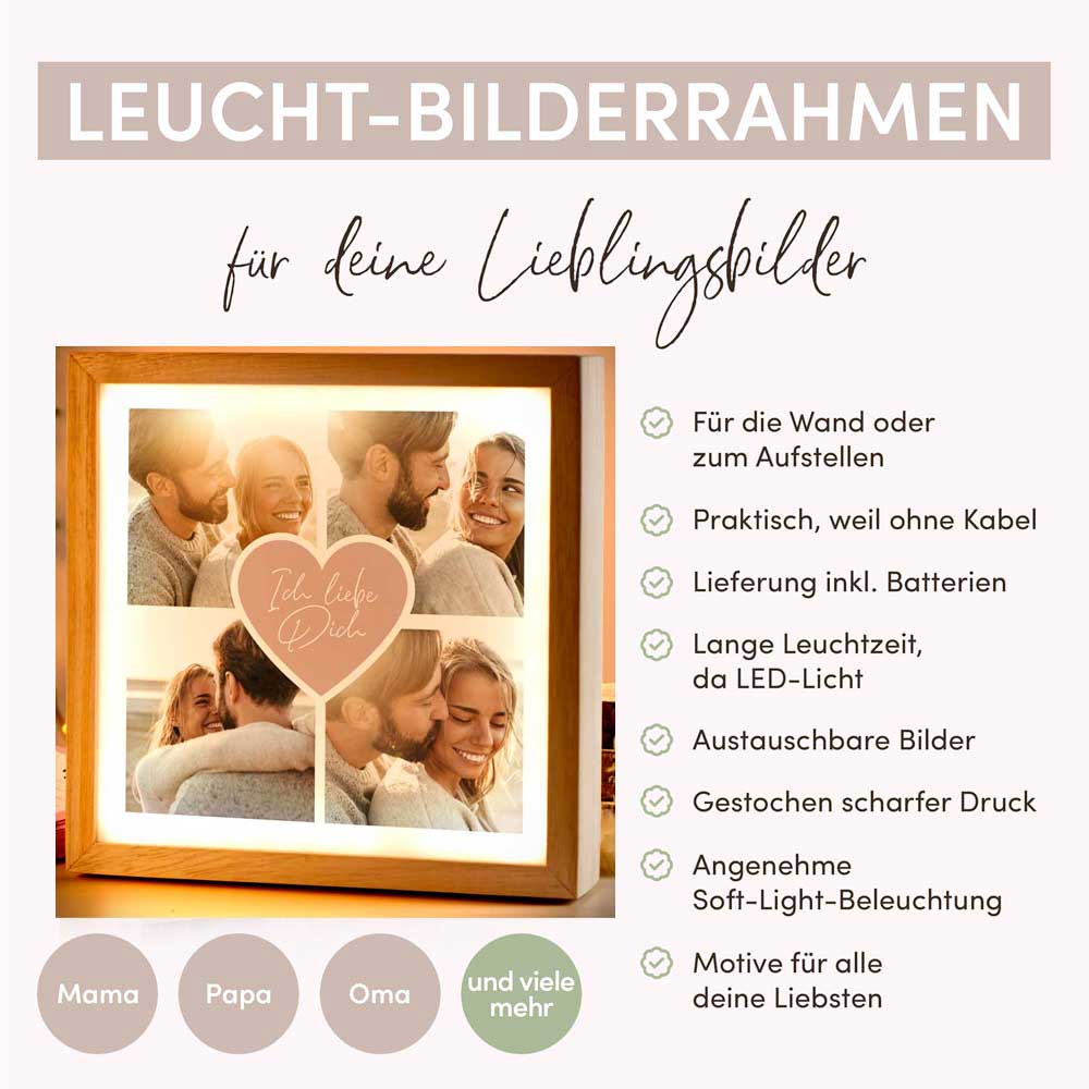 Beleuchteter Bilderrahmen inkl. personalisiertem Bild "Fotocollage #2"