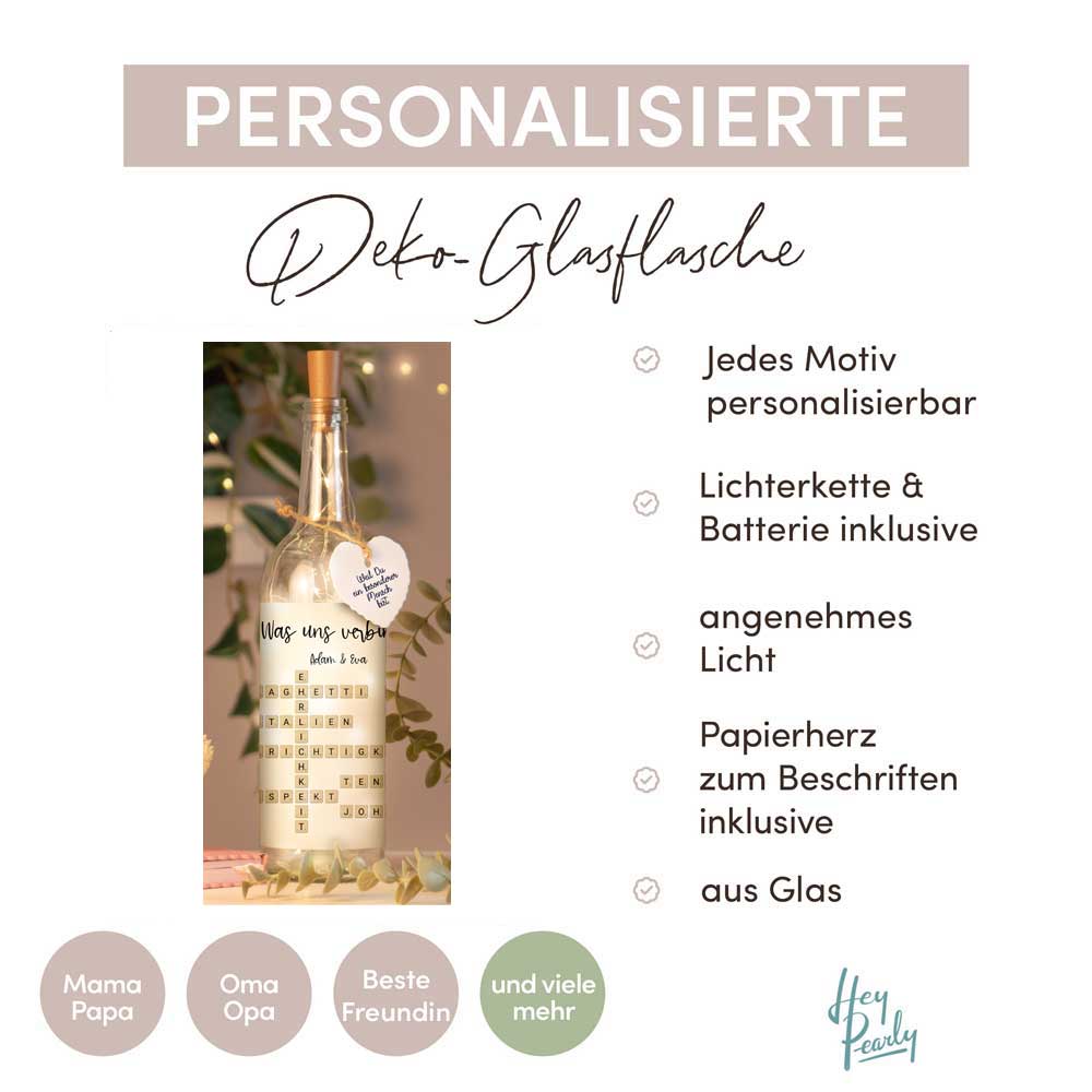 Personalisierte Lichterflasche "Scrabble"