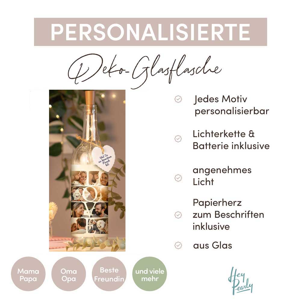 Personalisierte Lichterflasche "Fotocollage #1"