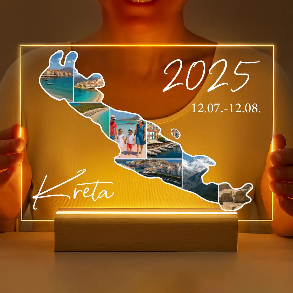 Personalisierte LED-Lampe aus Acrylglas "Unser Urlaub #1"