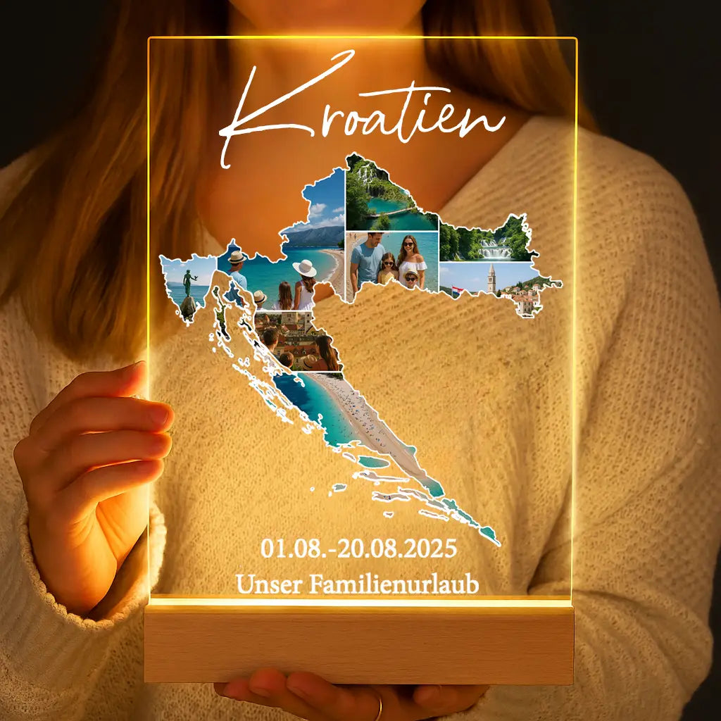 Personalisierte LED-Lampe aus Acrylglas "Unser Urlaub #1"