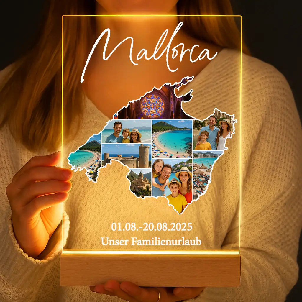 Personalisierte LED-Lampe aus Acrylglas "Unser Urlaub #1"