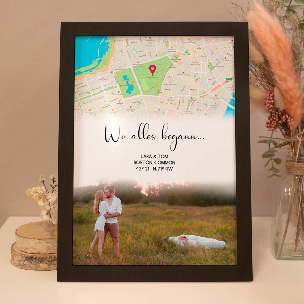 Personalisiertes Poster "Wo alles begann #3" | Deine Stadt - Deine Karte - Deine Liebe | Valentinstagsgeschenk