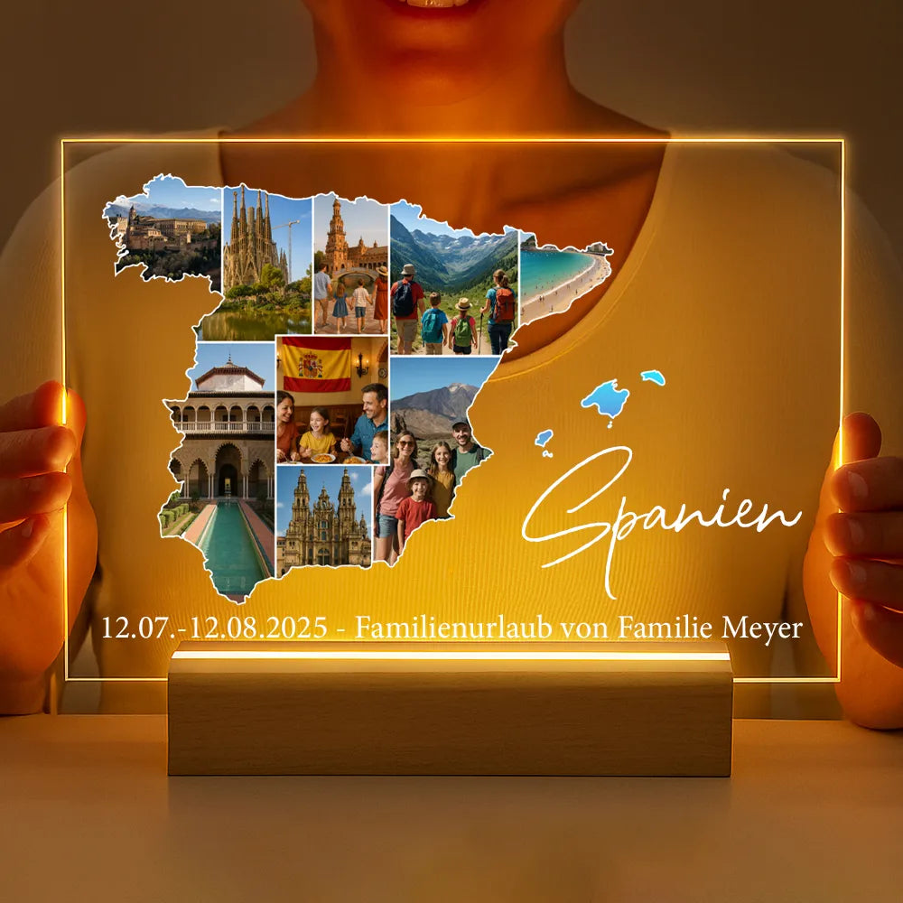 Personalisierte LED-Lampe aus Acrylglas "Unser Urlaub #1"