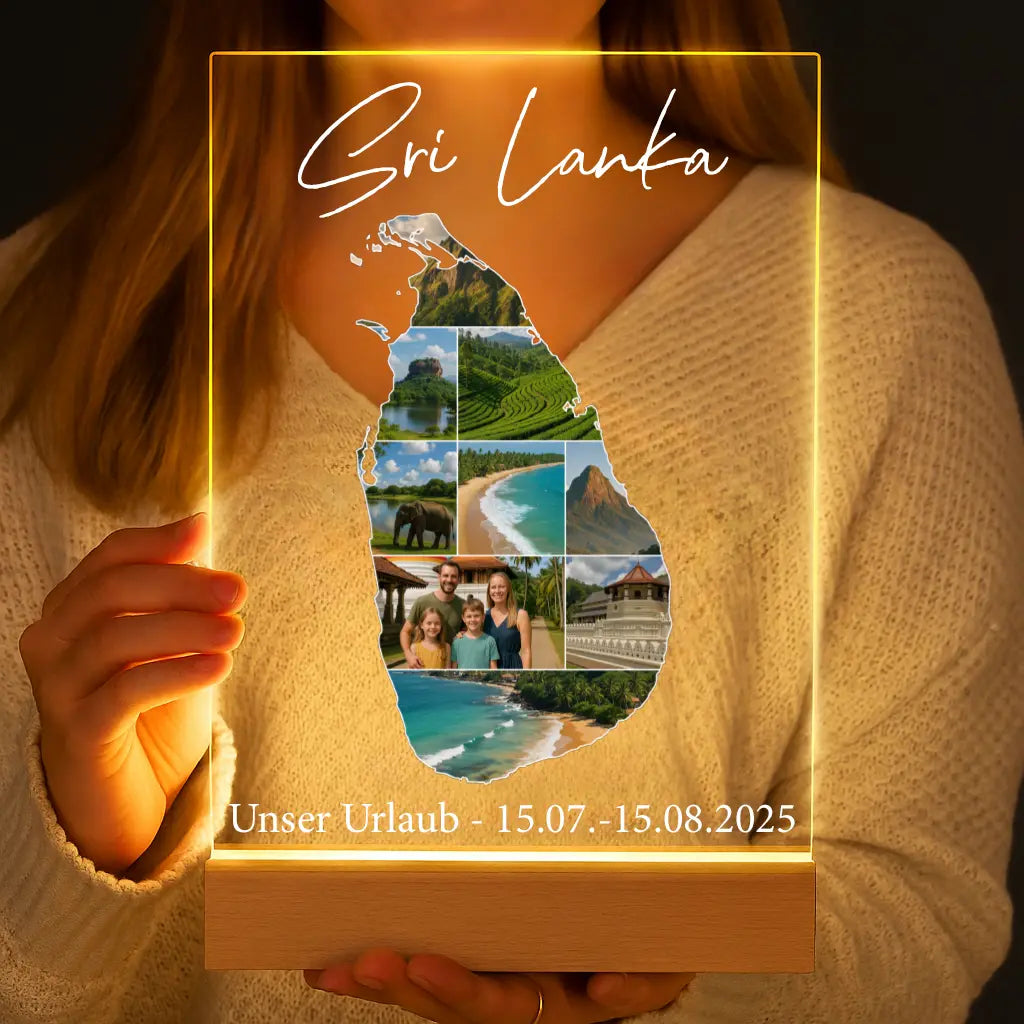 Personalisierte LED-Lampe aus Acrylglas "Unser Urlaub #1"