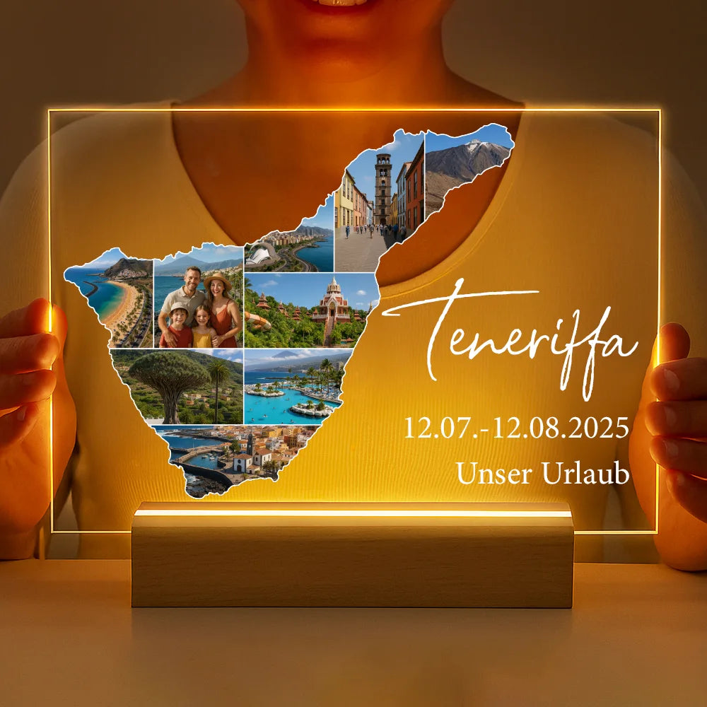 Personalisierte LED-Lampe aus Acrylglas "Unser Urlaub #1"