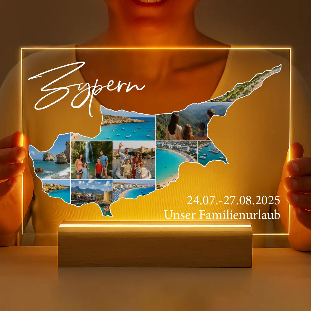 Personalisierte LED-Lampe aus Acrylglas "Unser Urlaub #1"