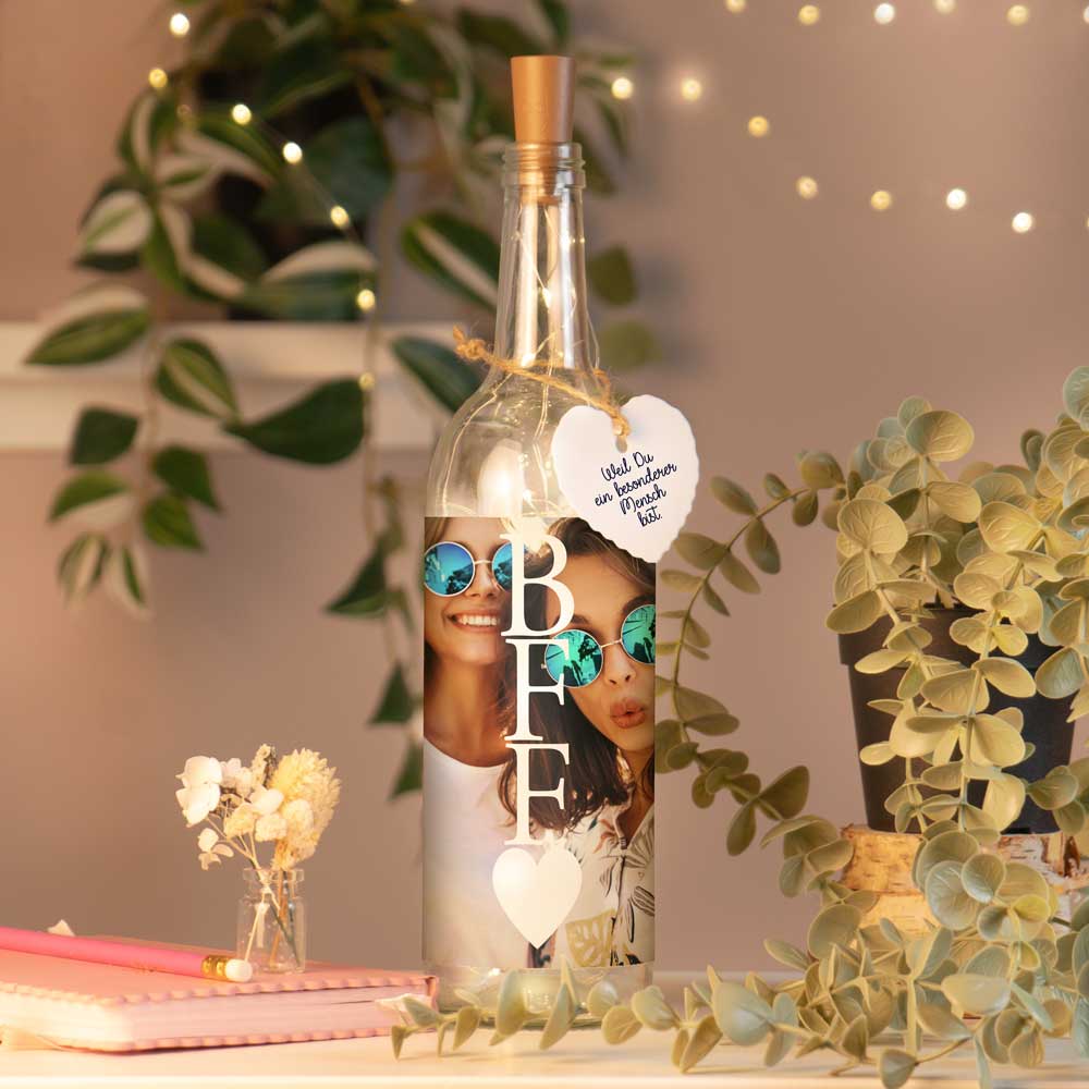 Personalisierte Lichterflasche "Dein Foto #1"