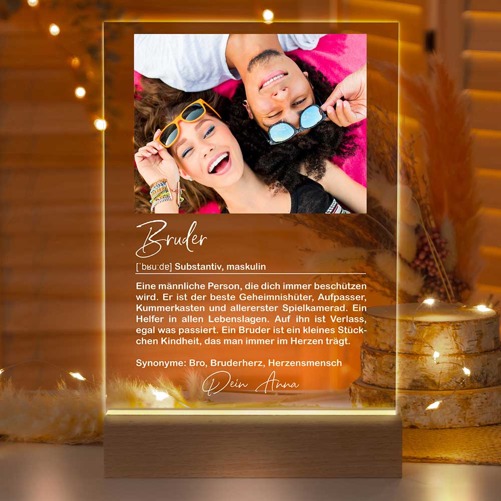 Personalisierte LED-Lampe aus Acrylglas "Definition"