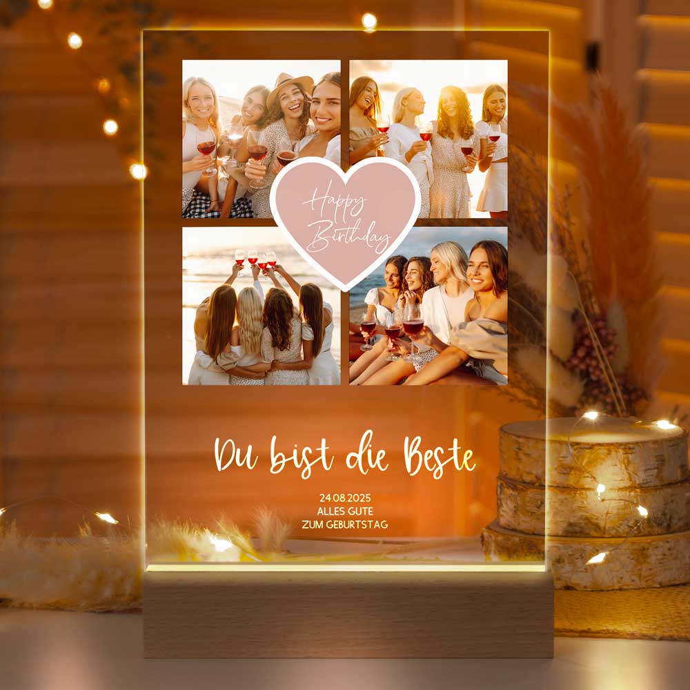 Personalisierte LED-Lampe aus Acrylglas "Fotocollage #2"