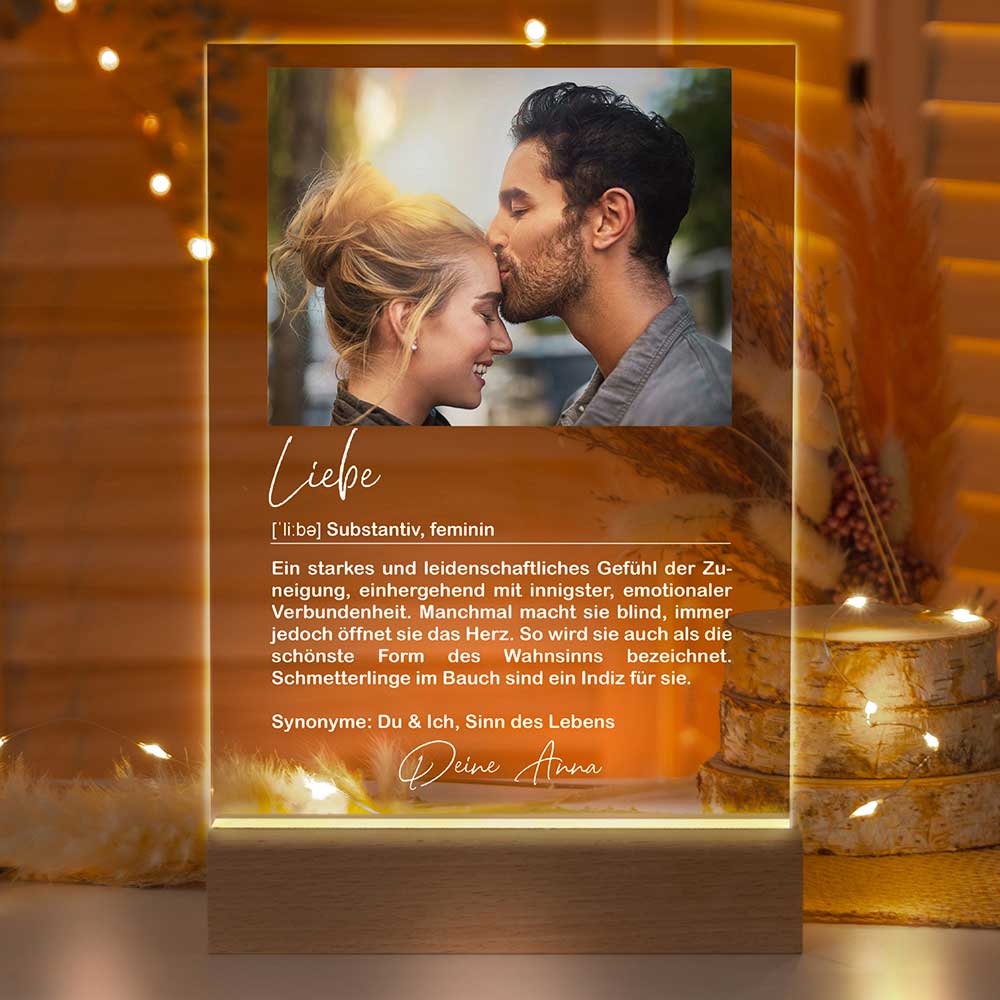 Personalisierte LED-Lampe aus Acrylglas "Definition"