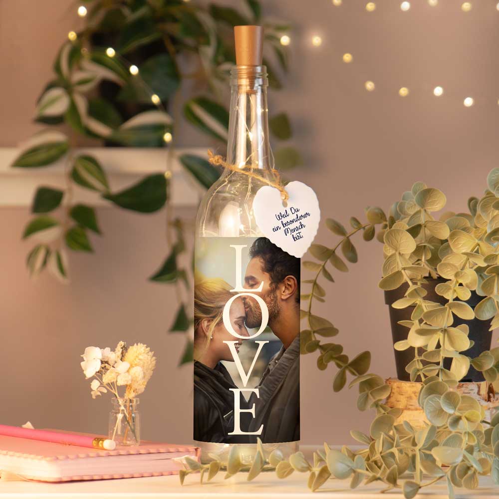 Personalisierte Lichterflasche "Dein Foto #1"