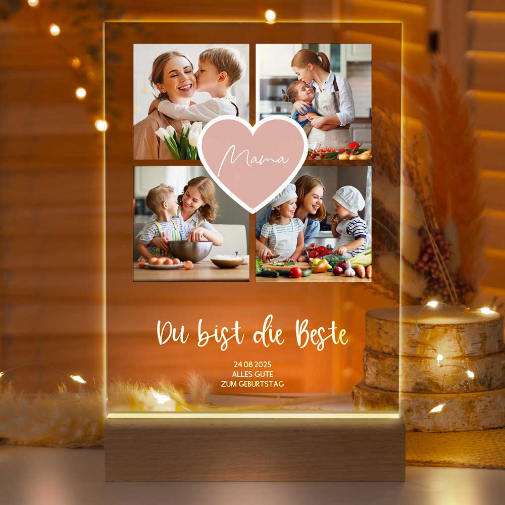 Personalisierte LED-Lampe aus Acrylglas "Fotocollage #2"