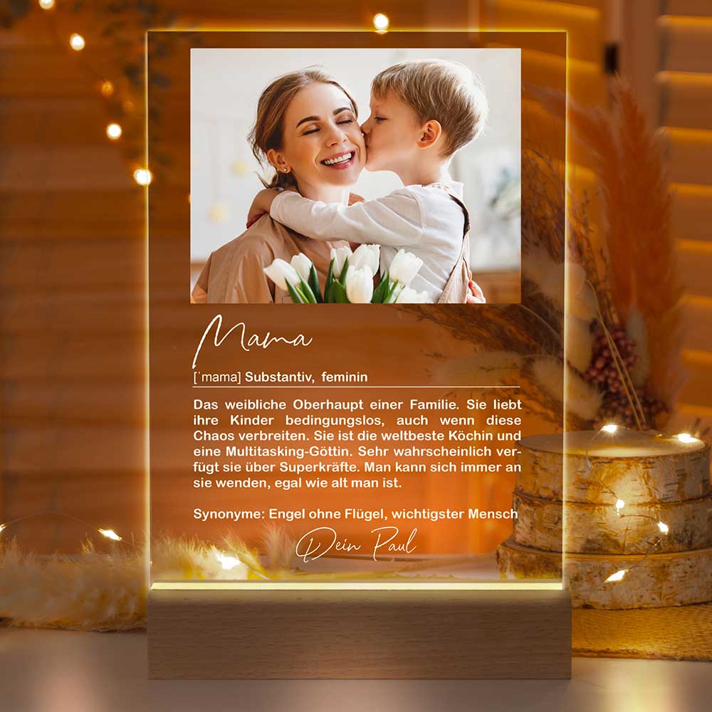 Personalisierte LED-Lampe aus Acrylglas "Definition"