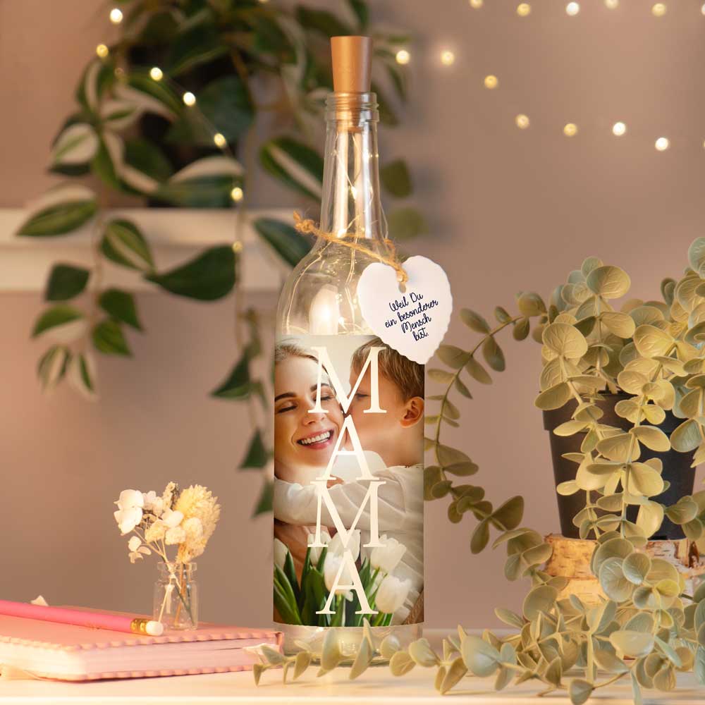 Personalisierte Lichterflasche "Dein Foto #1"