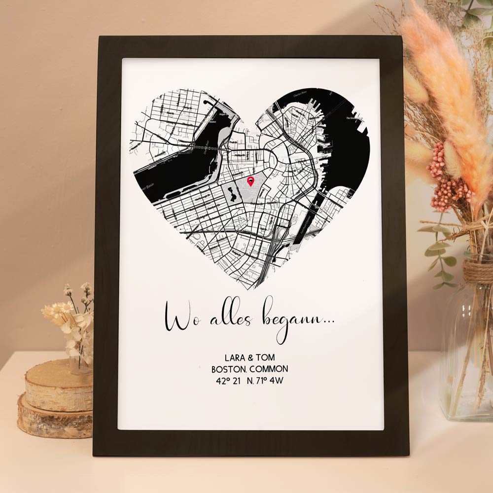 Personalisiertes Poster "Wo alles begann #2" | Deine Stadt - Deine Karte - Deine Liebe | Valentinstagsgeschenk