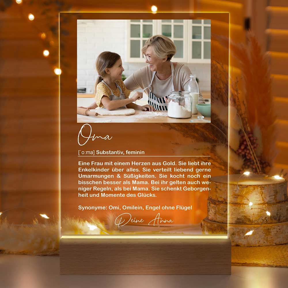 Personalisierte LED-Lampe aus Acrylglas "Definition"