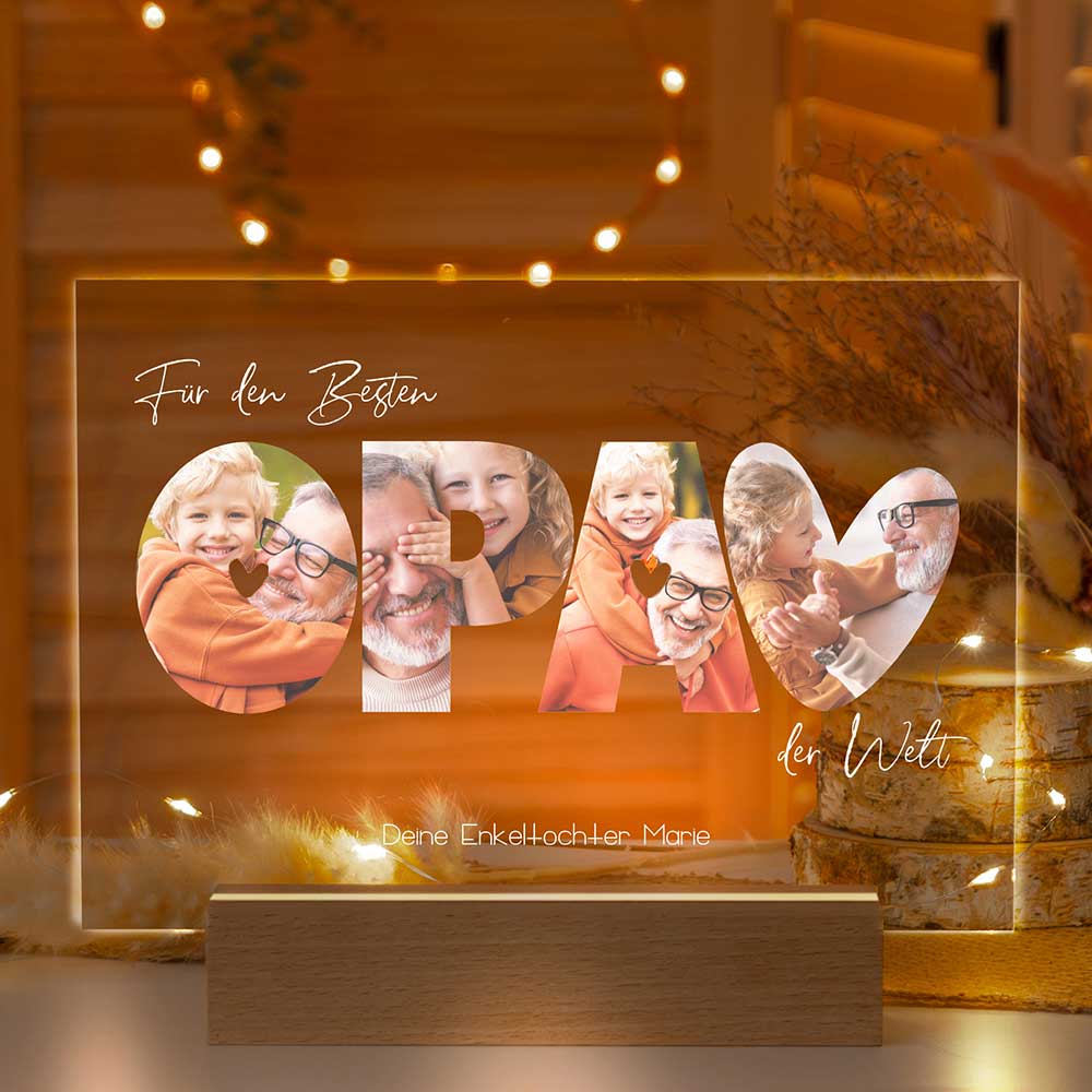 Personalisierte LED-Lampe aus Acrylglas "Fotocollage #3"