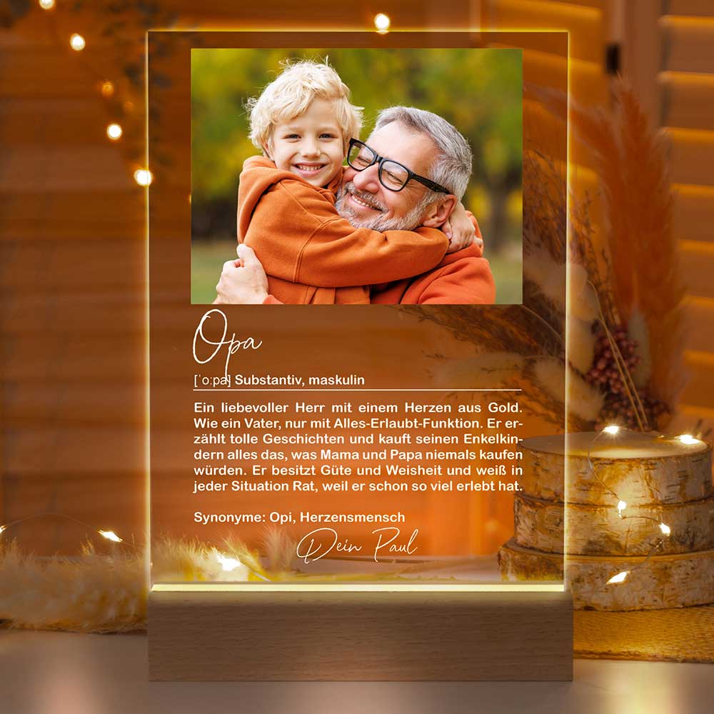 Personalisierte LED-Lampe aus Acrylglas "Definition"