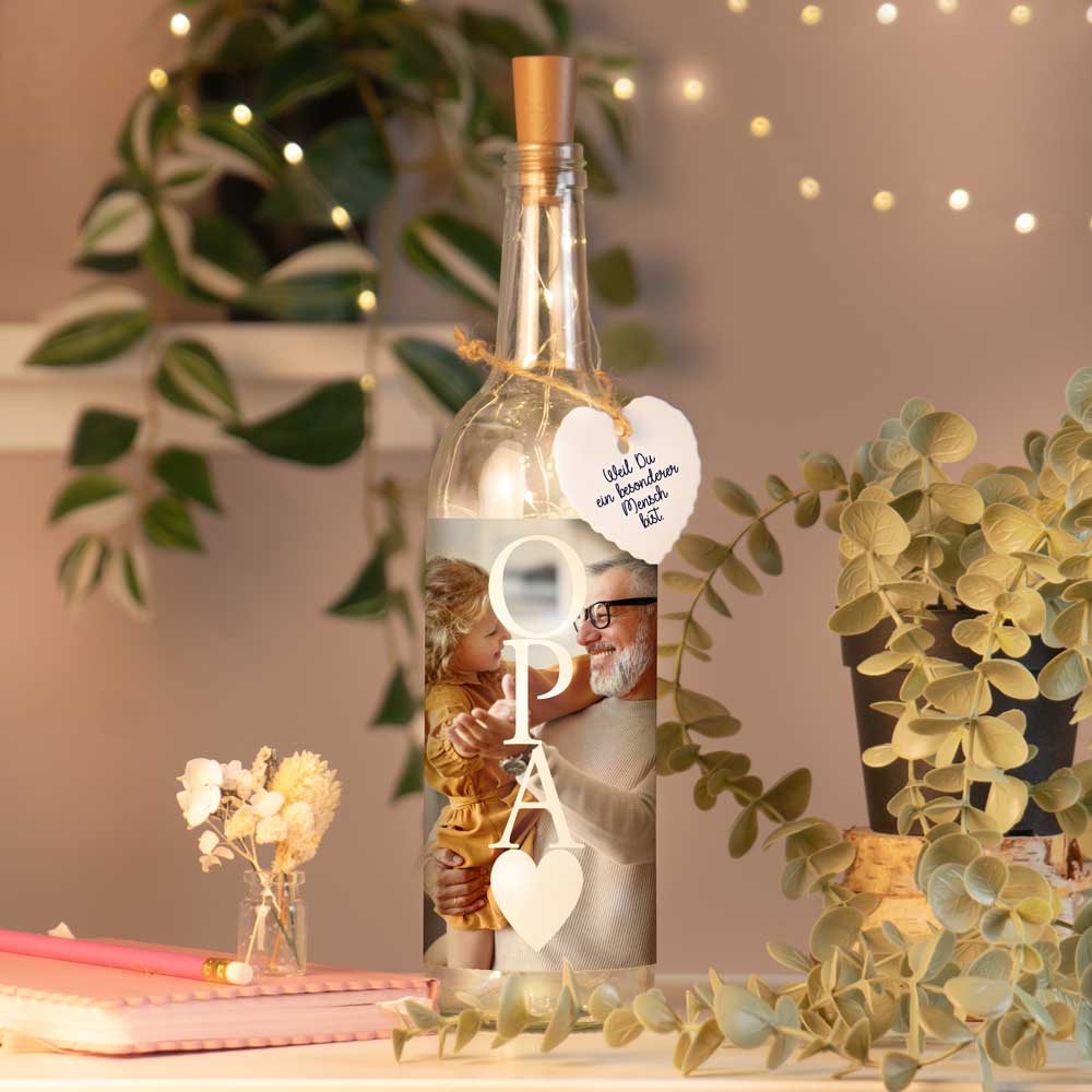 Personalisierte Lichterflasche "Dein Foto #1"
