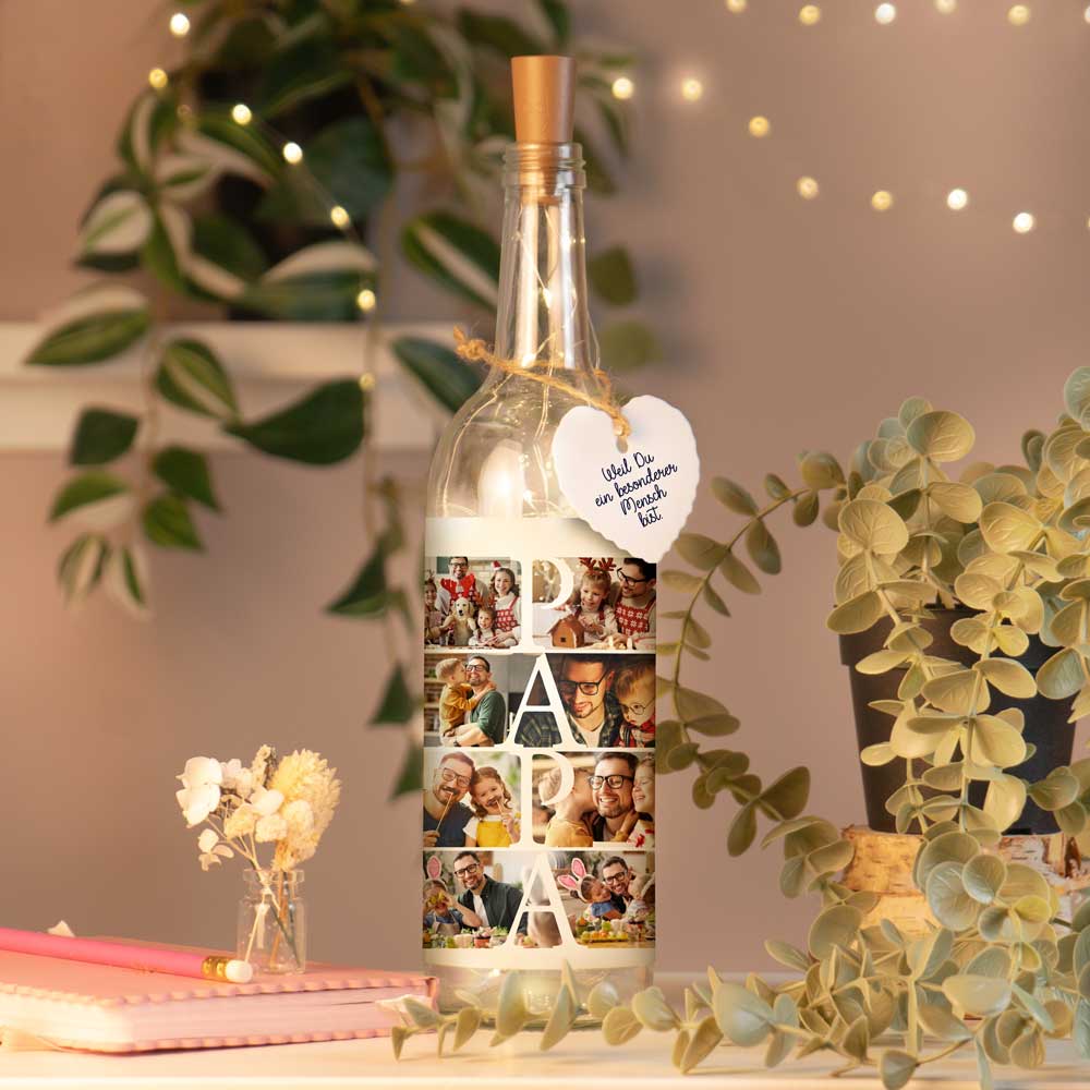 Personalisierte Lichterflasche "Fotocollage #1"