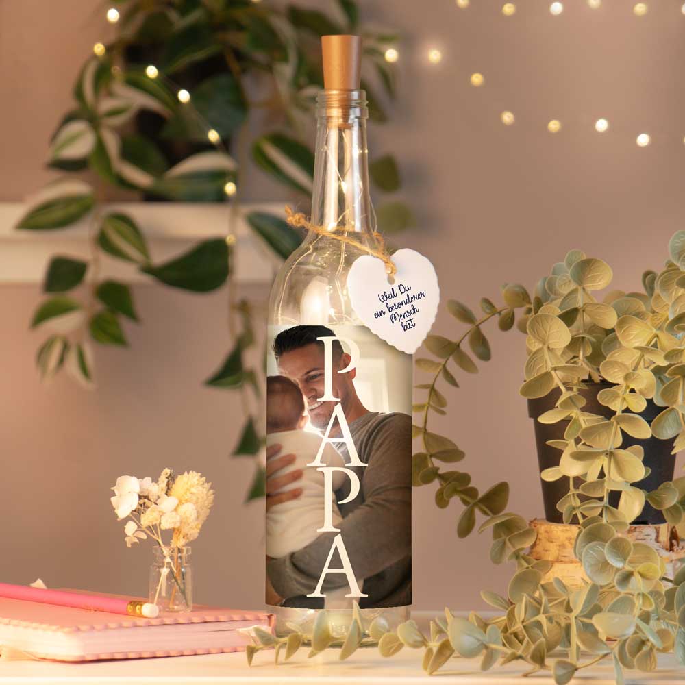 Personalisierte Lichterflasche "Dein Foto #1"