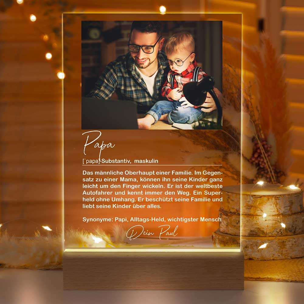 Personalisierte LED-Lampe aus Acrylglas "Definition"