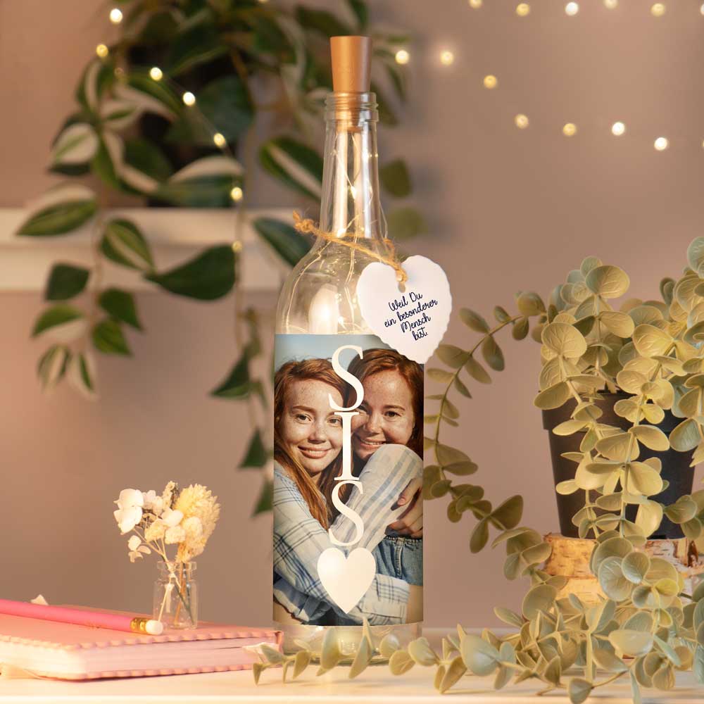 Personalisierte Lichterflasche "Dein Foto #1"