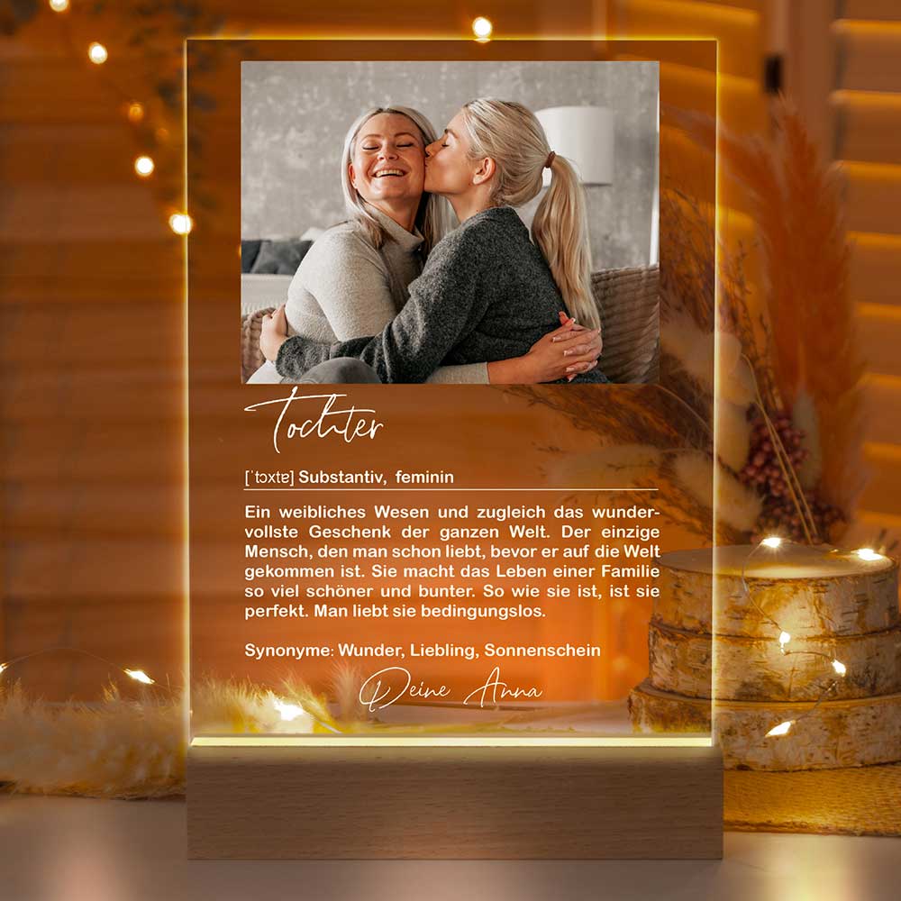 Personalisierte LED-Lampe aus Acrylglas "Definition"