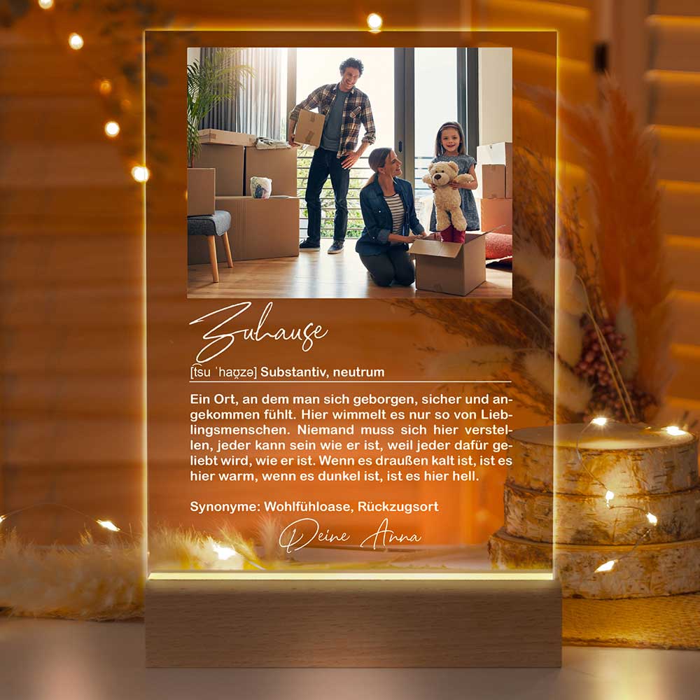 Personalisierte LED-Lampe aus Acrylglas "Definition"