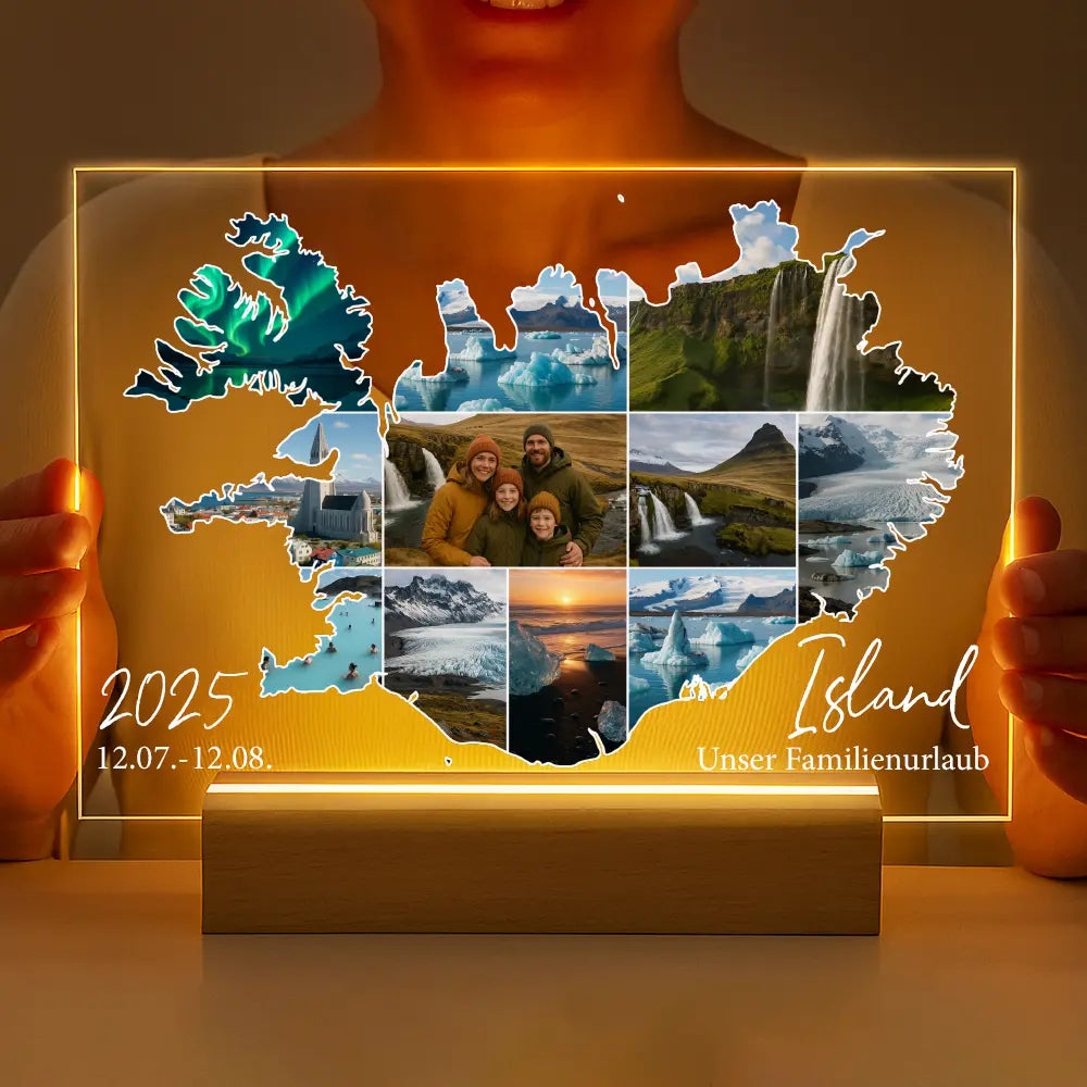 Personalisierte LED-Lampe aus Acrylglas "Unser Urlaub #1"