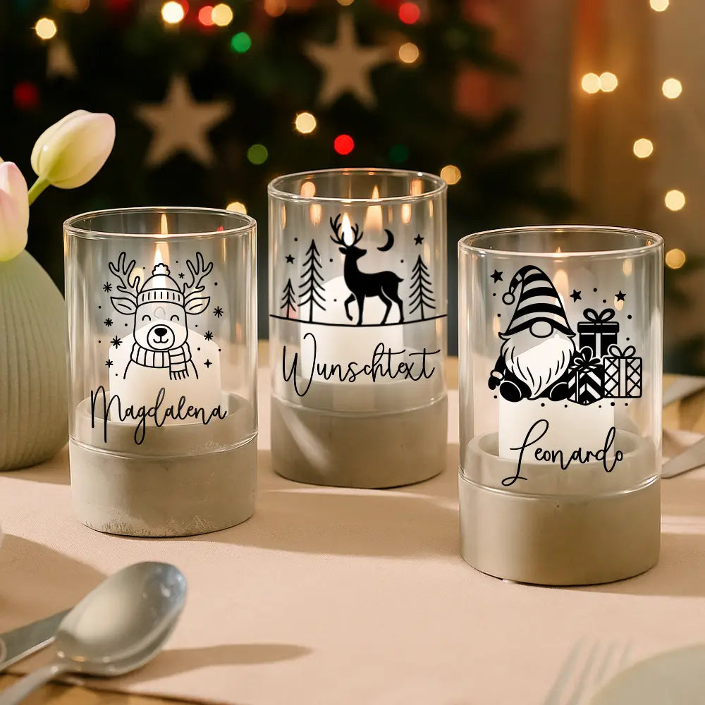 Personalisiertes Windlicht "Frohe Weinachten"