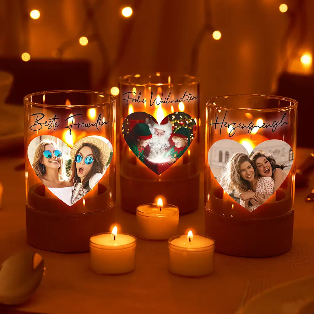 Personalisiertes Windlicht "Fotocollage #5 Herz"