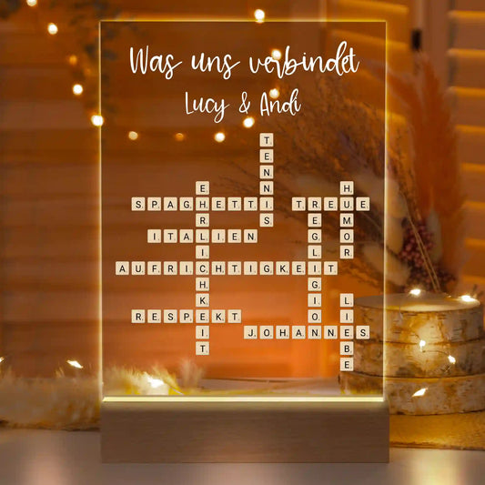 Personalisierte LED-Lampe aus Acrylglas "Scrabble"