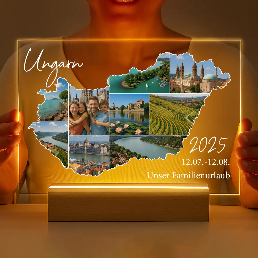 Personalisierte LED-Lampe aus Acrylglas "Unser Urlaub #1"
