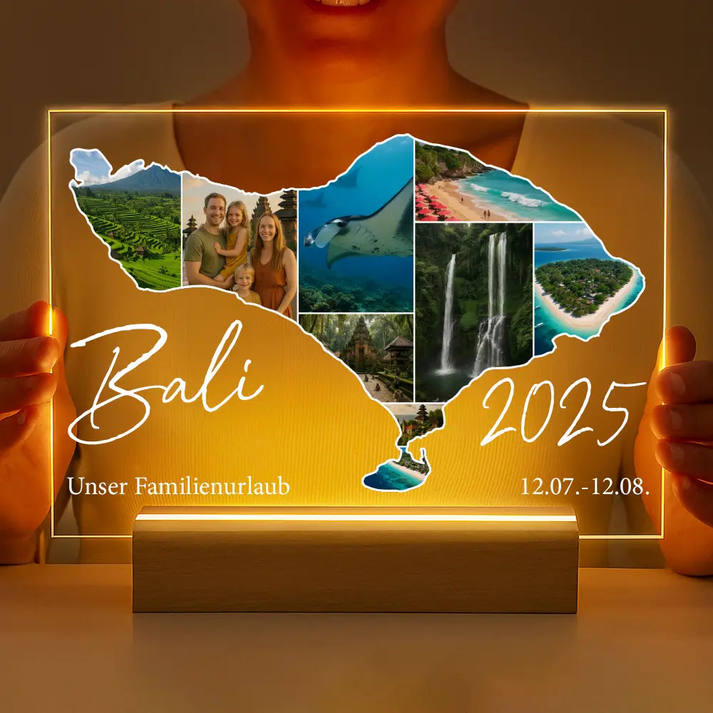 Personalisierte LED-Lampe aus Acrylglas "Unser Urlaub #1"