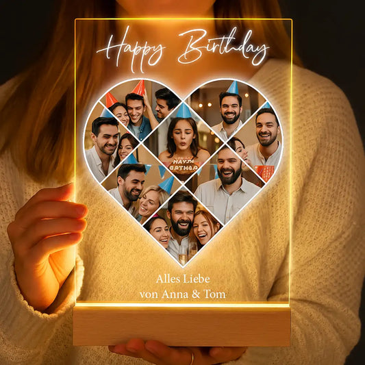 Personalisierte LED-Lampe aus Acrylglas "Fotocollage #5 Herz"